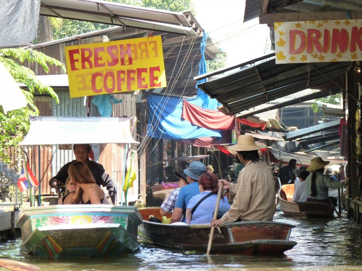 Pływający targ Damnoen Saduak - Floating Market. Jeden z ciekawszych targów w okolicy Bangkoku