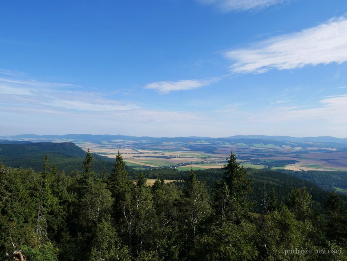 panorama widok z Fotel pradziada tron liczyrzepy szczeliniec wielki góry stolowe park narodowy, Große Heuscheuer, Velká Hejšovina, dolny slask, województwo dolnoslaskie
