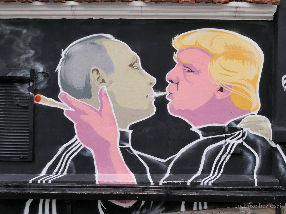 Mural w Wilnie. Trump, Putin. Wilno