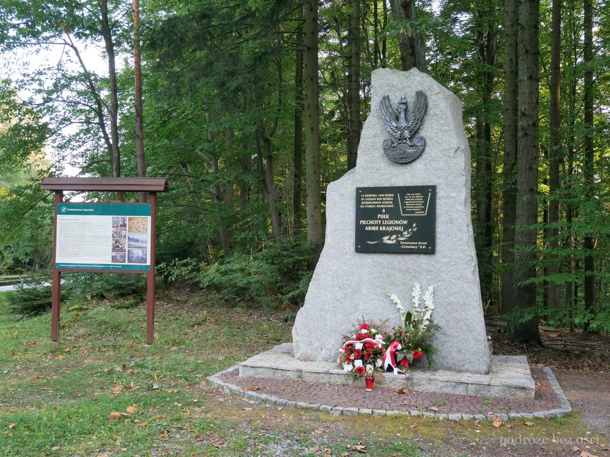 pomnik 4 pulku piechoty legionow armii krajowej sidla glowny szlak swietokrzyski gss gory swietokrzyskie czerwony szlak relacja opis trasa